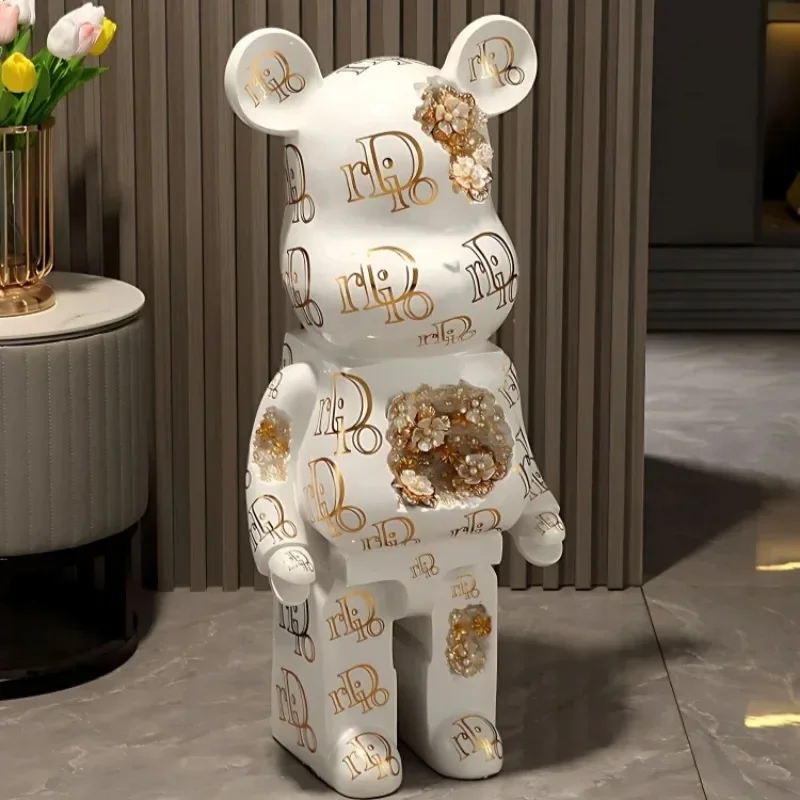 Luxury Bear Ornaments for Living Room, Floor-standing Piggy Bank, Large Ornaments, Can Store, High-end Home Decorations, 80cm 4