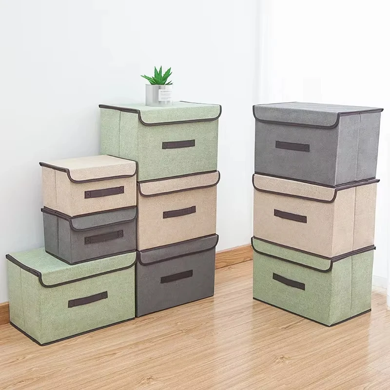 Fold Non Woven Fabric Storage Box Gray Home Supplies Clothing Underwear Sock And Kid Toy Storage Organizer Cosmetics 3