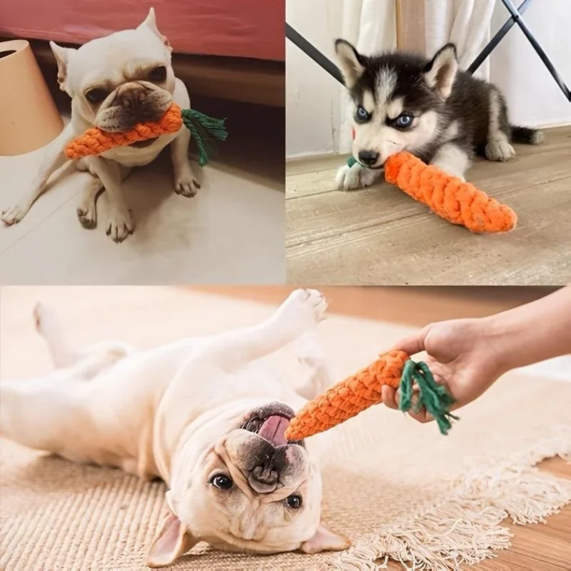 1/2/3PCS Carrot Shaped Pet Knot Toy for Dogs and Cats Cotton Rope Chew Toy Indoor Play Dog Cat Accessories Fun Training Tool