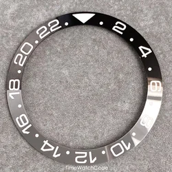 Ceramic Sloping Watch Bezel Insert - Black, Blue, Green, Silver (Black - gray - GMT)