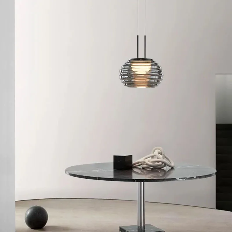 

Modern Gray Glass LED Pendant Lamp 3000K Home Deco Drop Shipping For Bedroom Dining Room Kitchen Bar Lighting Wire Adjustable