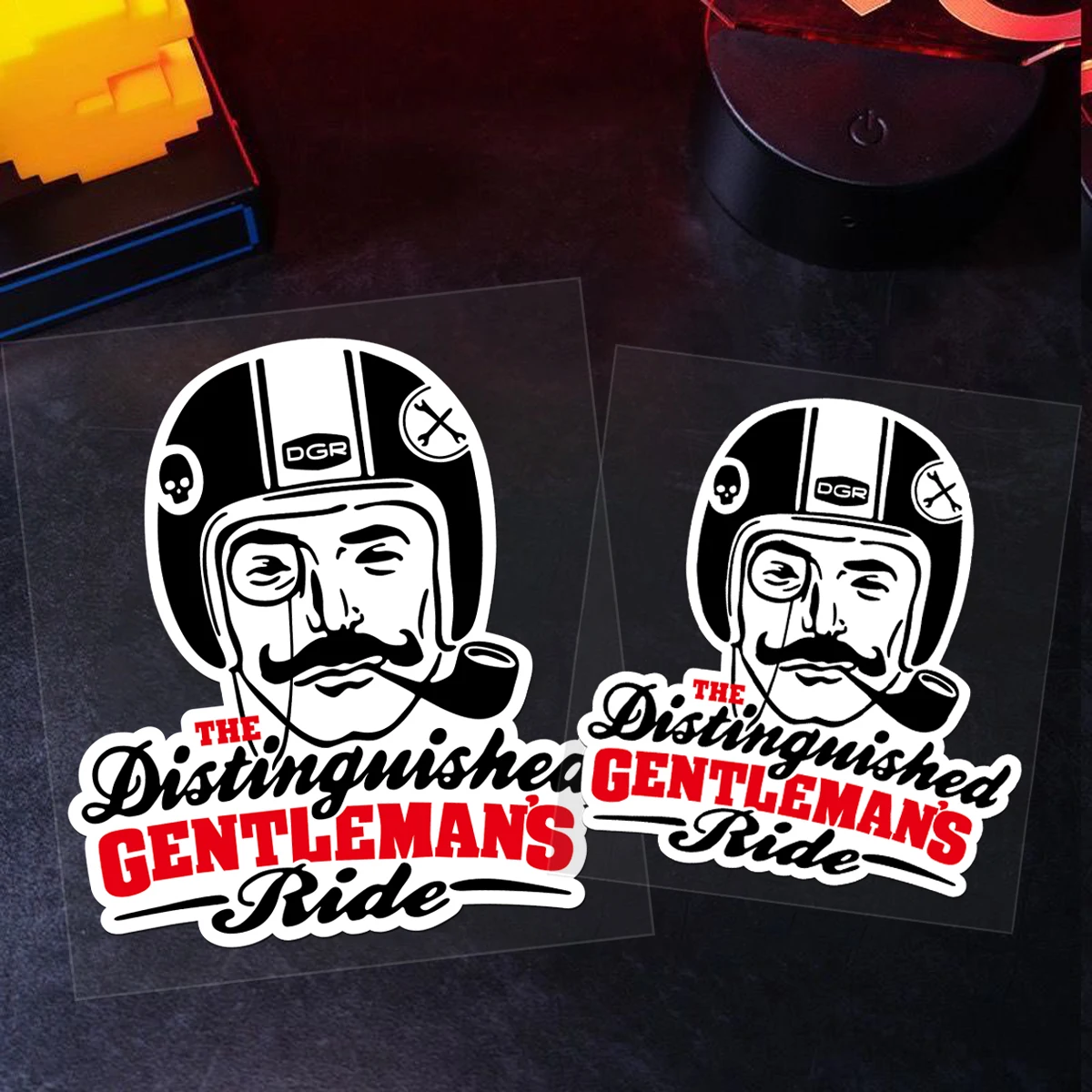 Vintage Gentleman Rider Reflective Waterproof Motorcycle Print Stickers ...