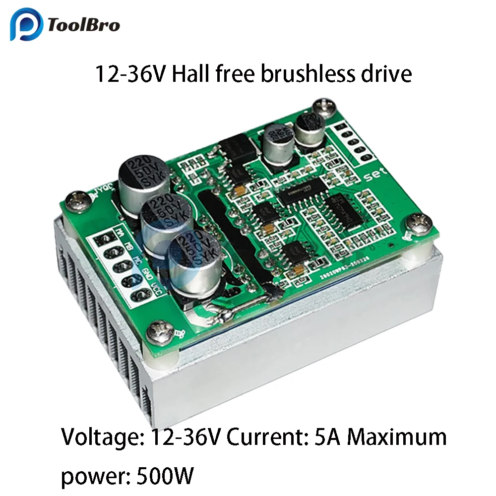 500W 15A DC 12-36V Brushless Hall Free Motor Driver Board High Power Motor Foward Reverse Speed Controller Control Switch Module