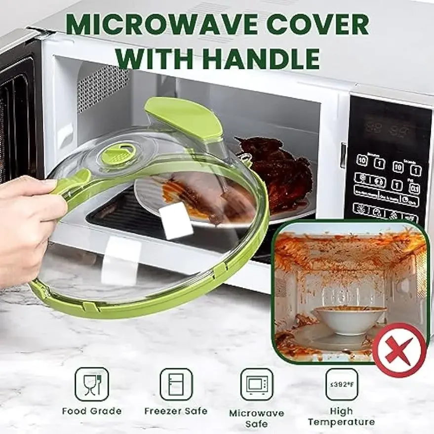 Microwave Splatter Cover Handle Water Storage Box Kitchen Gadgets Accessories microwave splatter cover