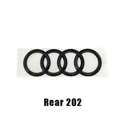 Premium Gloss Black 4 - Ring Car Emblem 315mm x 230mm - Front and Rear Badge Sticker (Glossy Black 202mm)