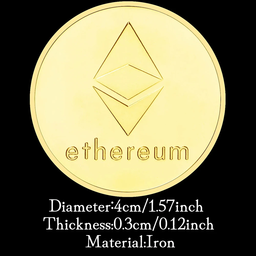 Gold and Silver Plated Embossed Ethereum Bitcoin Commemorative Coin