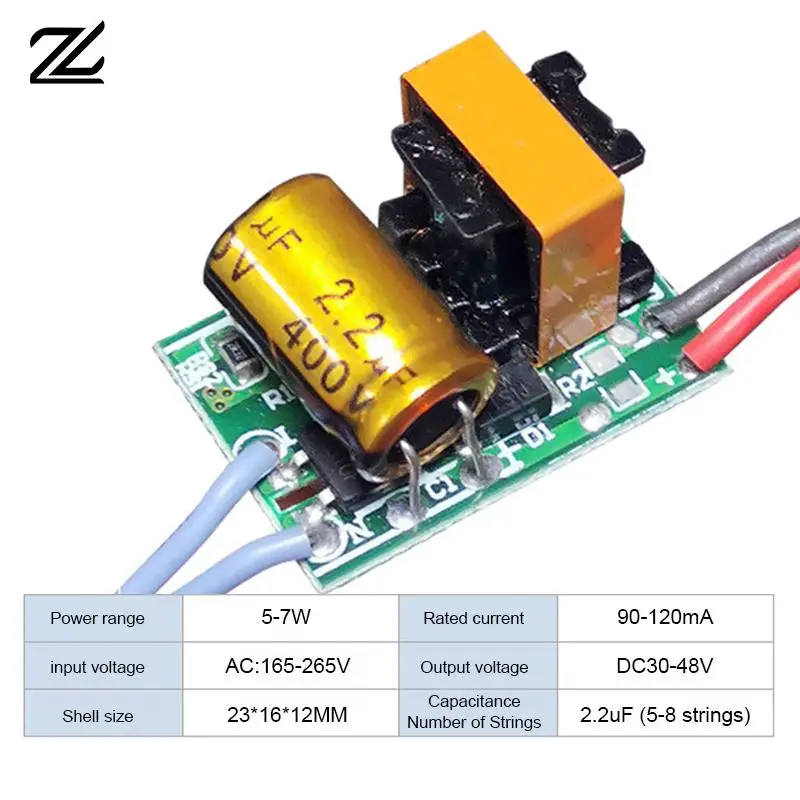 LED Non-Isolated Driver 5-28W 220-90-120mA A165-265V LED Power Supply 3.3uF Lighting Transformers For Lamp Blub