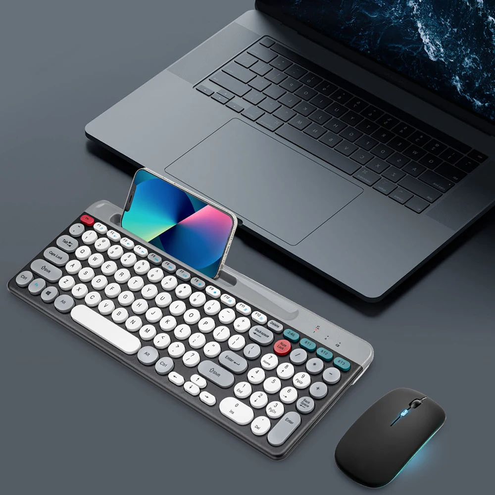 

1PCS Bluetooth Wireless keyboard and Mouse Dual mode Full-size Mini Keyboard Set 2.4G for Laptop PC iPad Macbook Android Table