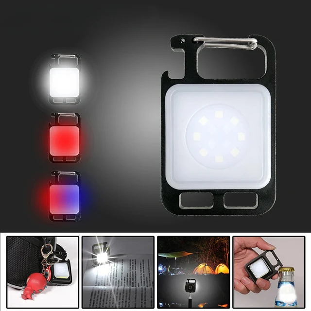 Mini Flashlight Work LED Light Rechargeable Lamp Pocket COB Keychain Portable Flashlight Outdoor Camping Small Light Corkscrew