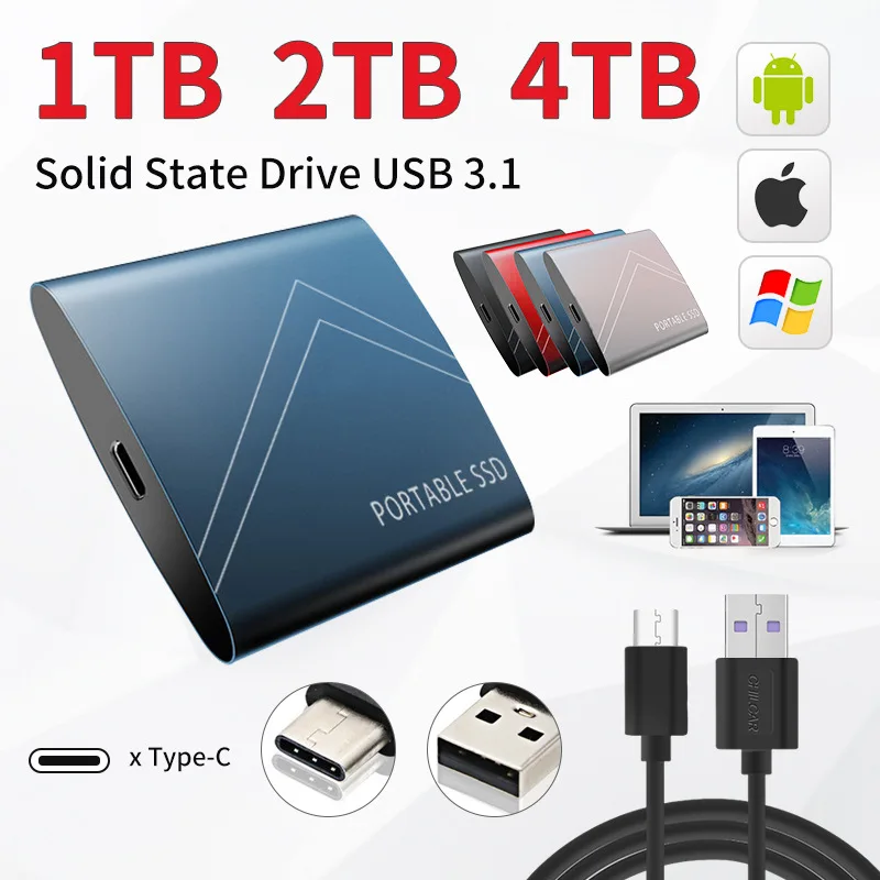 M.2 SSD Mobile Solid State Drive 2TB 1TB Storage Device Hard Drive Computer Portable USB 3.0 Mobile Hard Drives Solid State Disk