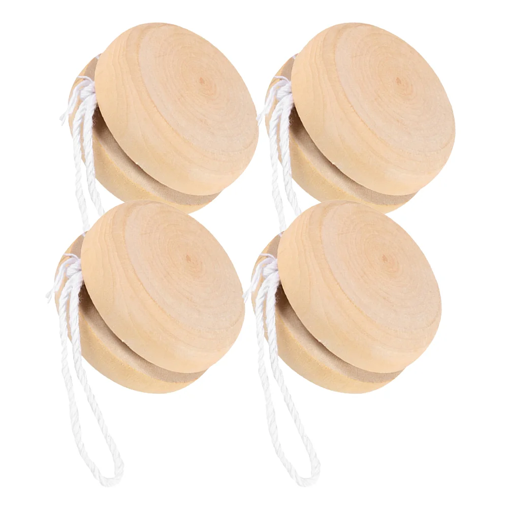 

4 Pcs Unpainted Painting Toys Yo-Yo Wooden Graffiti Toys Cognitive Playthings Blank Toddlers Balls Unpainted