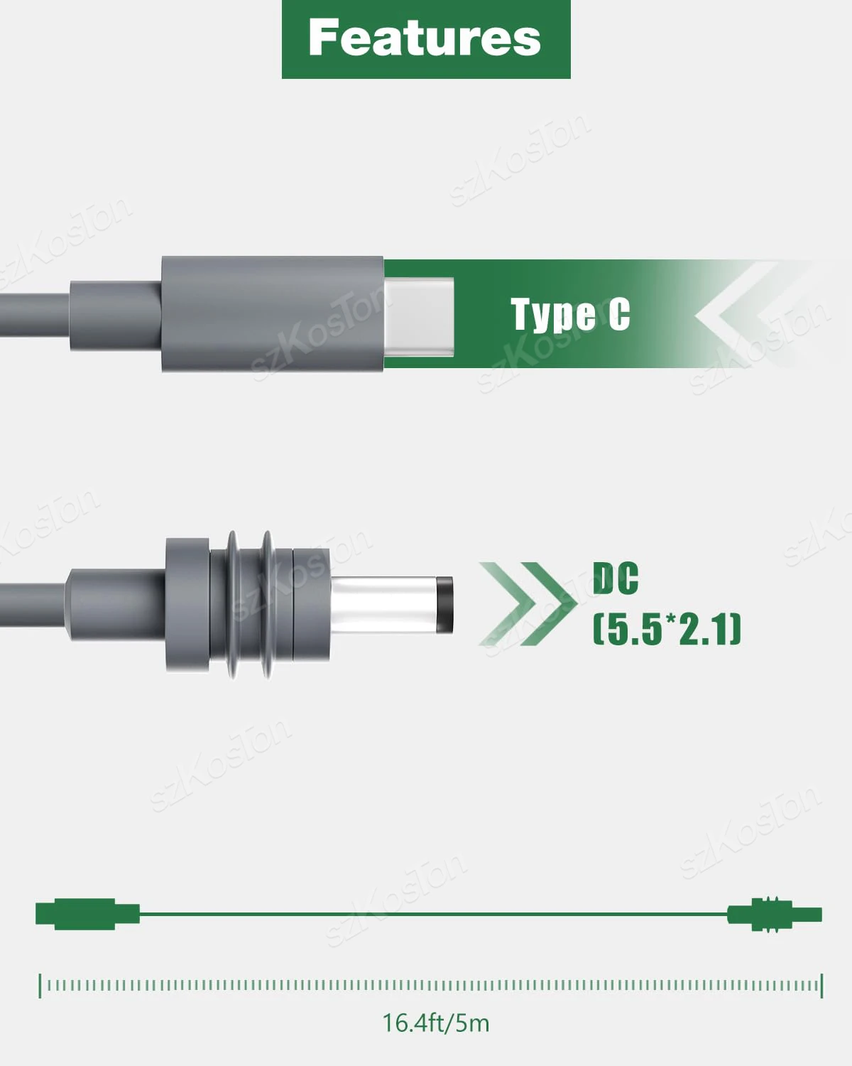 Type C to DC Power Cable Starlink Mini Gen3 Portable Charging Cord Outdoors Power Bank USB-C Input to DC Cable Starlink power cable