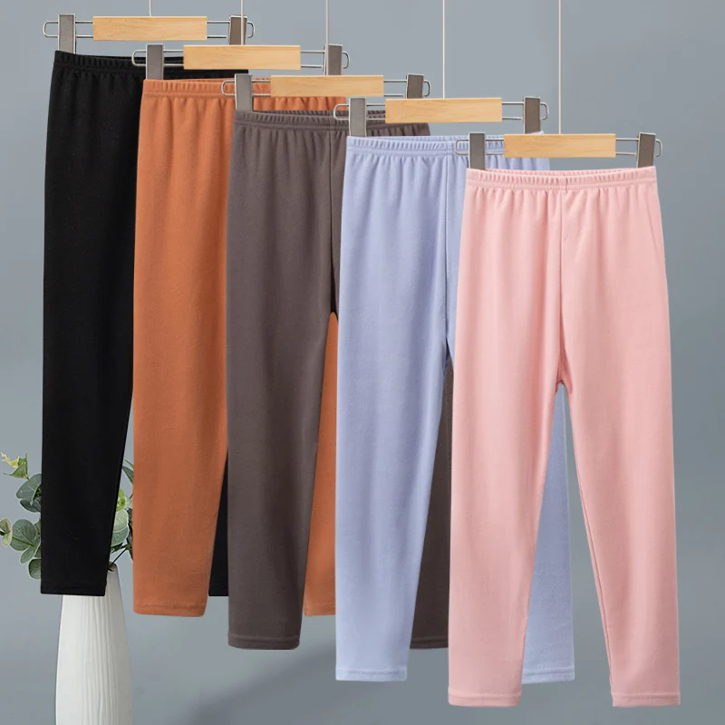 Children's autumn and winter solid color pants boys and girls comfortable warm pajamas home pants soft