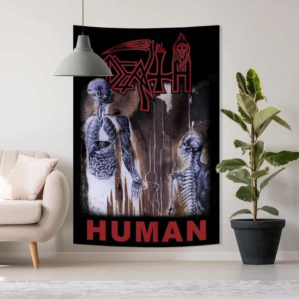 90x150cm Deaths Metal Trend Band Tapestry Wall Art Game Poster Living Flag Room Bedroom Cloth Birthday Gift