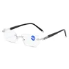 Anti Blue Ray Reading Glasses Dimond Cutting Rimless Eyewear Men Anti Fatigue Hyperopia Presbyopic Glasses +1.5 4