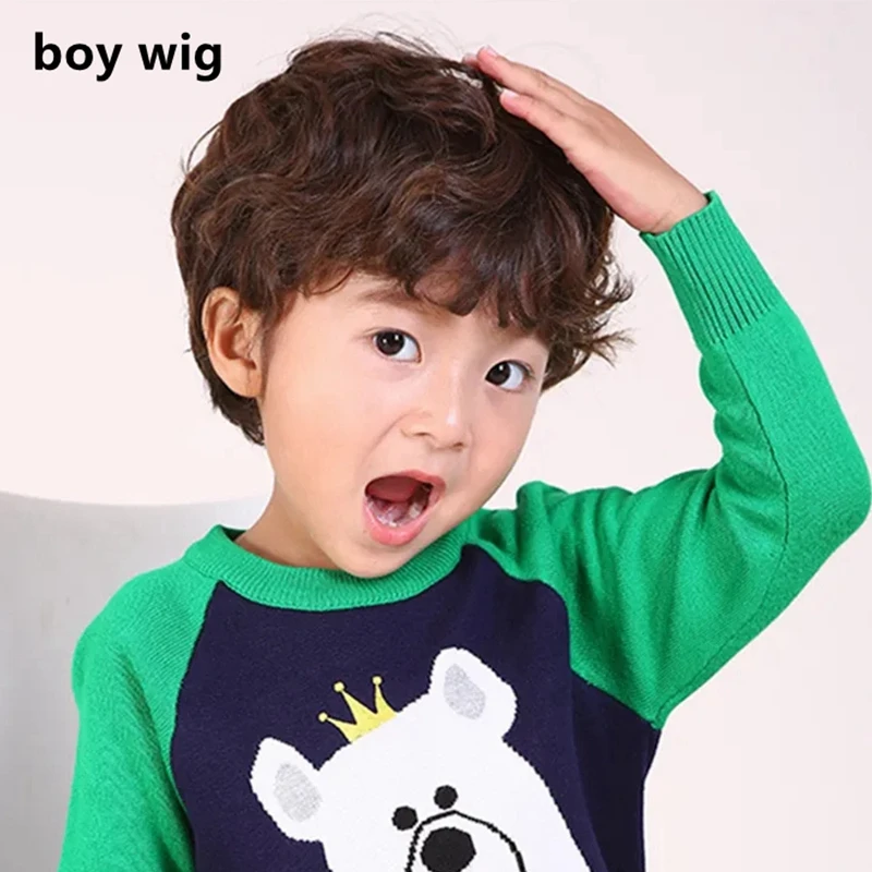 

Boy Dark Brown Wig Kids Brown Toupee Baby Headgear Children's Hair Accessories for 0-1-2-3-4-5-6-7-8-9Y Toddler Headdress Infant