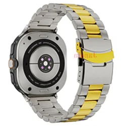 Men's Premium Stainless Steel Business Watch Band - Metal Strap with Elegant Design - Ultra 47mm 2024 2025 (Titanium gold - S)