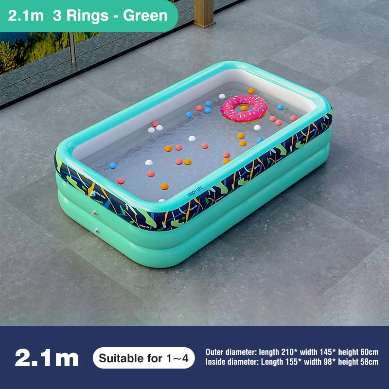 Piscina Familiar Piscina Hinchable De 3 Metros - PVC Grueso, Plegable, Antideslizante, Para Adultos Y Niños Piscina Rectangular