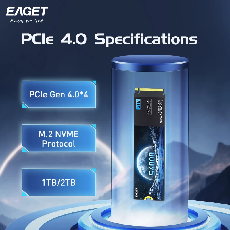 EAGET S4000 SSD NVMe M.2 PCIe 4.0x4 NVMe  SSD, 1TB SSD, 2TB  ָ Ʈ ϵ ũ, M2 2280 ̺, PS5 Ʈ PC