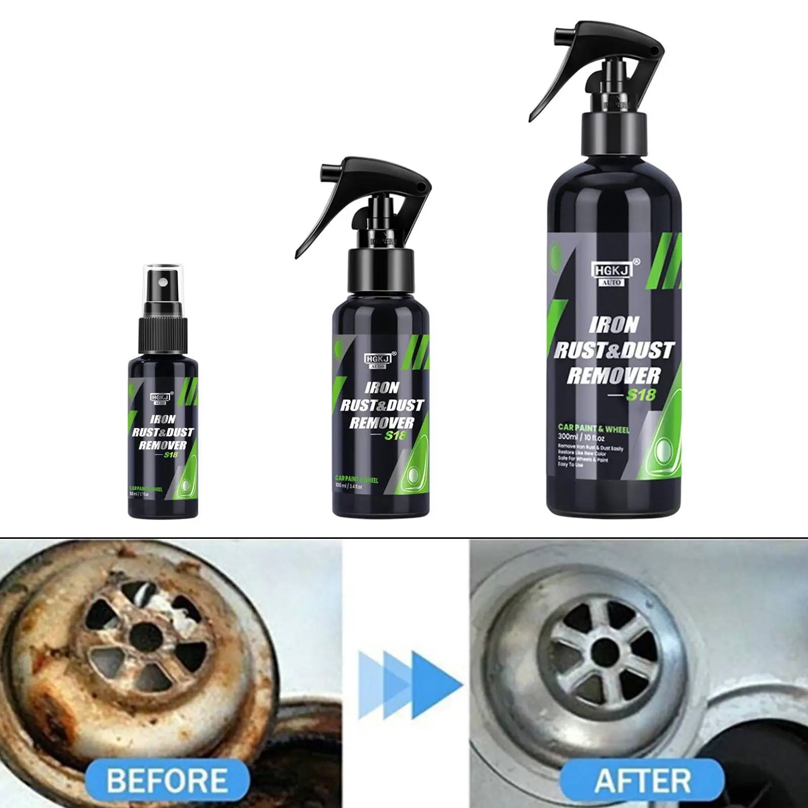 Rust Remover Spray Car Maintenance Protect Wheels and Brake Discs Iron Cleaner Fit for Bright Metal Strip Rollers Door Hinges