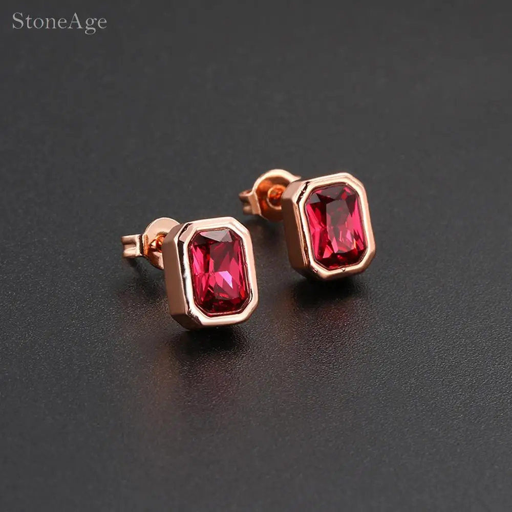 Bunte Zirkonia Ohr stecker für Frauen einfache rot blau grün Kristall Frauen klassische Ohrringe Mode Party Schmuck kce126 – Detail 3