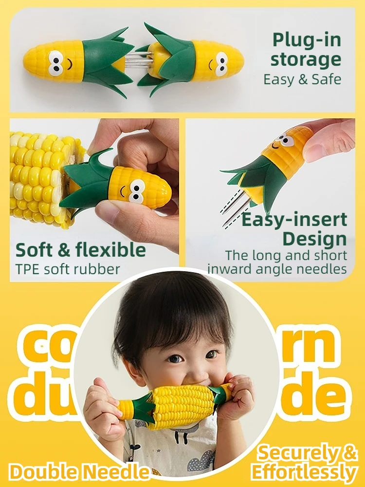 Joie Corn Holders Children Safe Heat-resistant Corn Tools For Hot Stainless Steel Forks BPA-free Food Grade Plastic Handles cutlery set western style cutlery set picnic cutlery set stainless steel cutlery set picnic tableware camping cutlery set wooden cutlery set ceramic dinnerware set