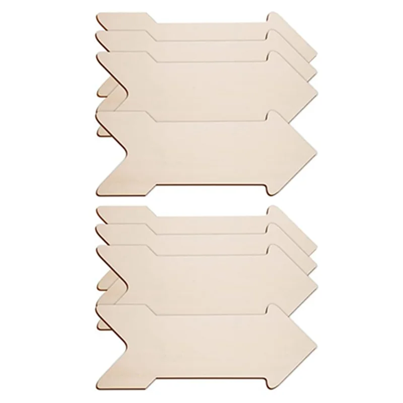 8PCS Unfinished Arrow Wood Sign Blank Hanging Wooden Plaque Wood Arrow Slice Color