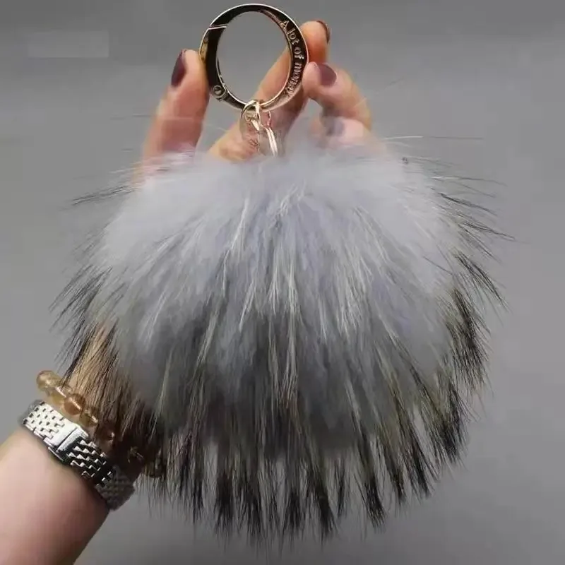 Luxury 15cm Fluffy Real Raccoon Fur Ball Pom Poms Fur Pompom High
