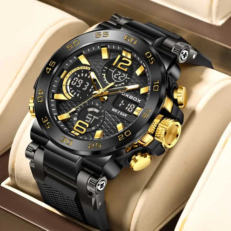 Focket Orologio Uomo Acciaio – Elegante, Impermeabile E Con Doppia Data – Regalo Perfetto - 4