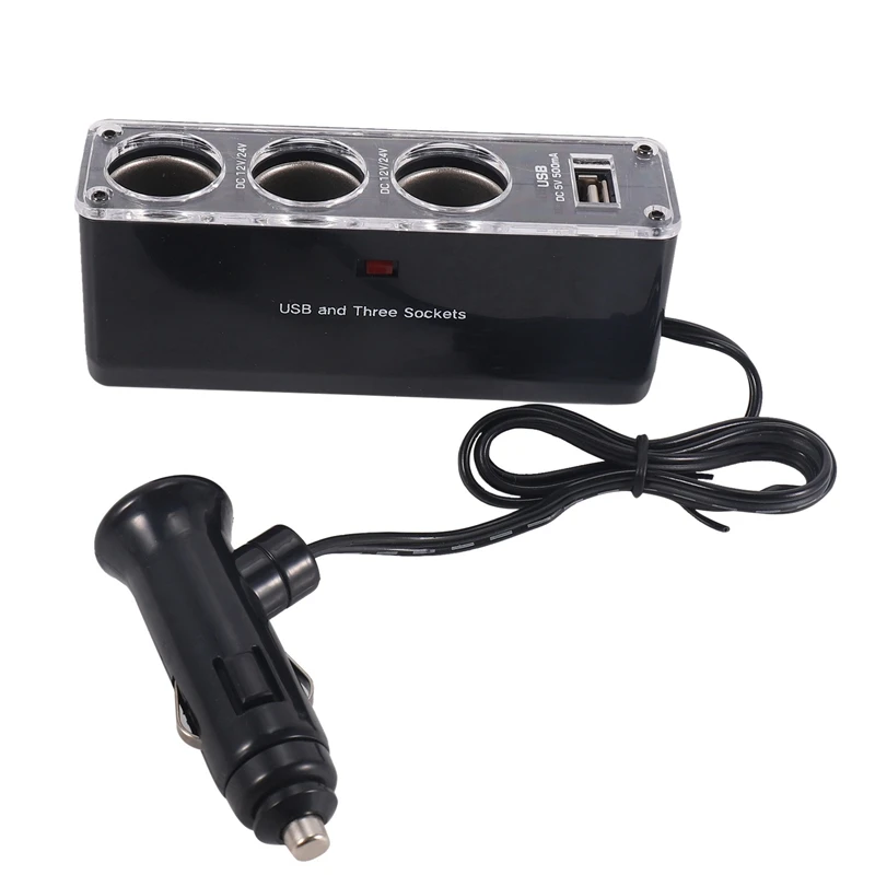 3 WAY MULTI SOCKET CAR CIGARETTE LIGHTER SPLITTER USB PLUG CHARGER DC 12V/24V Triple ADAPTER