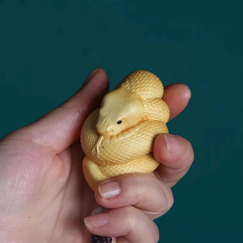 Wood Carving Room Home Decorations Sculptures Figurines Handmade Woodwork Thuja Snake Ornaments Car Accessories Statues Pendants miniature figurines simulation snake figurine wood craft decor