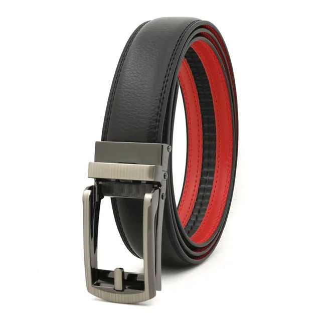Automatic Alloy Buckle Belt Men's Simple Two-layer Cowhide