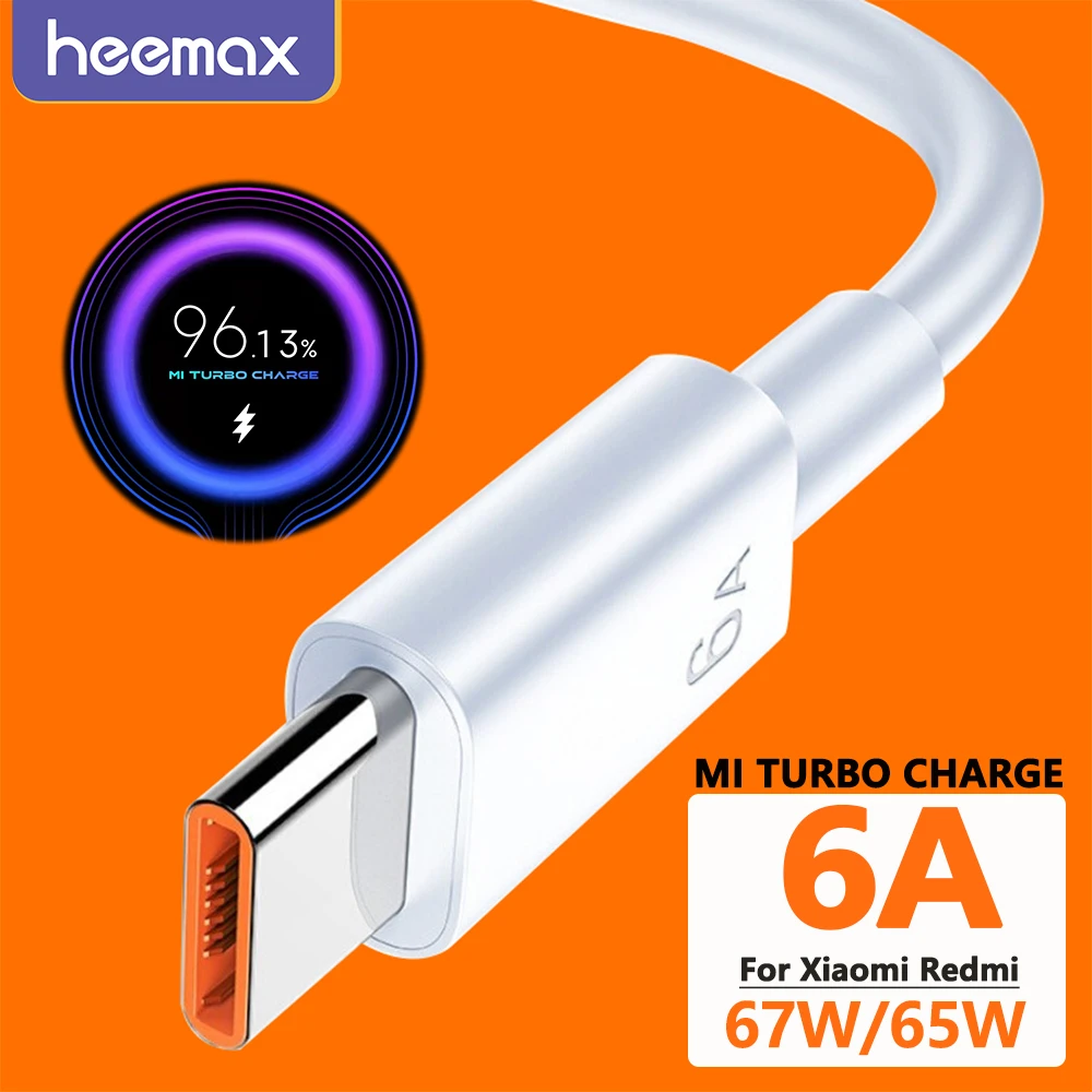 67W/65W 6A Mi Turbo Charge Cable for Xiaomi 12 11 9 Pro Poco X3 Pro USB Type C Cable Fast Charging for Redmi Note 11 10 K50 K40 samsung phone charger