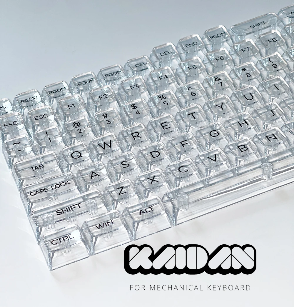 

KAIDAN 132 keys DIY White Transparent Keycap set CBSA Profile Crystal Keycaps for MX Mechanical Keyboard ISO layout RGB Key cap