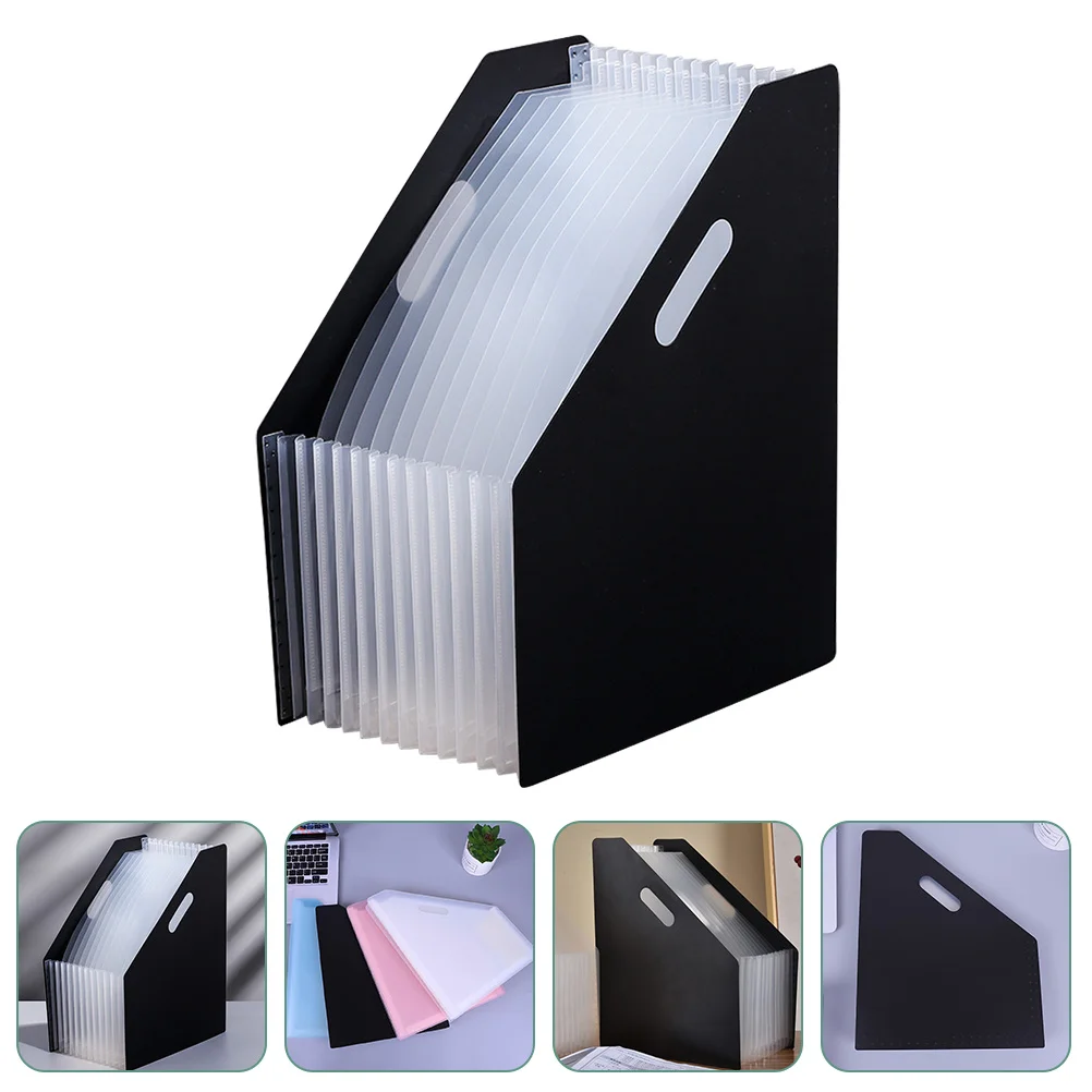 

Folding File Holder Magazine Storage Rack File Container Desktop Organizer for Home Office Black