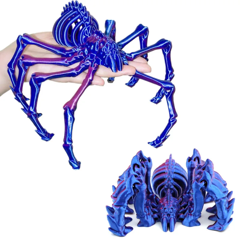 3D Printed Retractable Spider Movable Joint Fidget Toy Rotatable Articulated Office Desktop Ornament Adults Kid Toy Crafts Gift