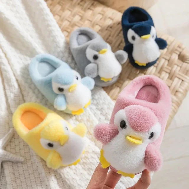 Baby Cute Cartoon Penguin Slippers Children Boys Girls Winter Indoor Warm Fur Shoes Child Home Floor Footwear - AliExpress