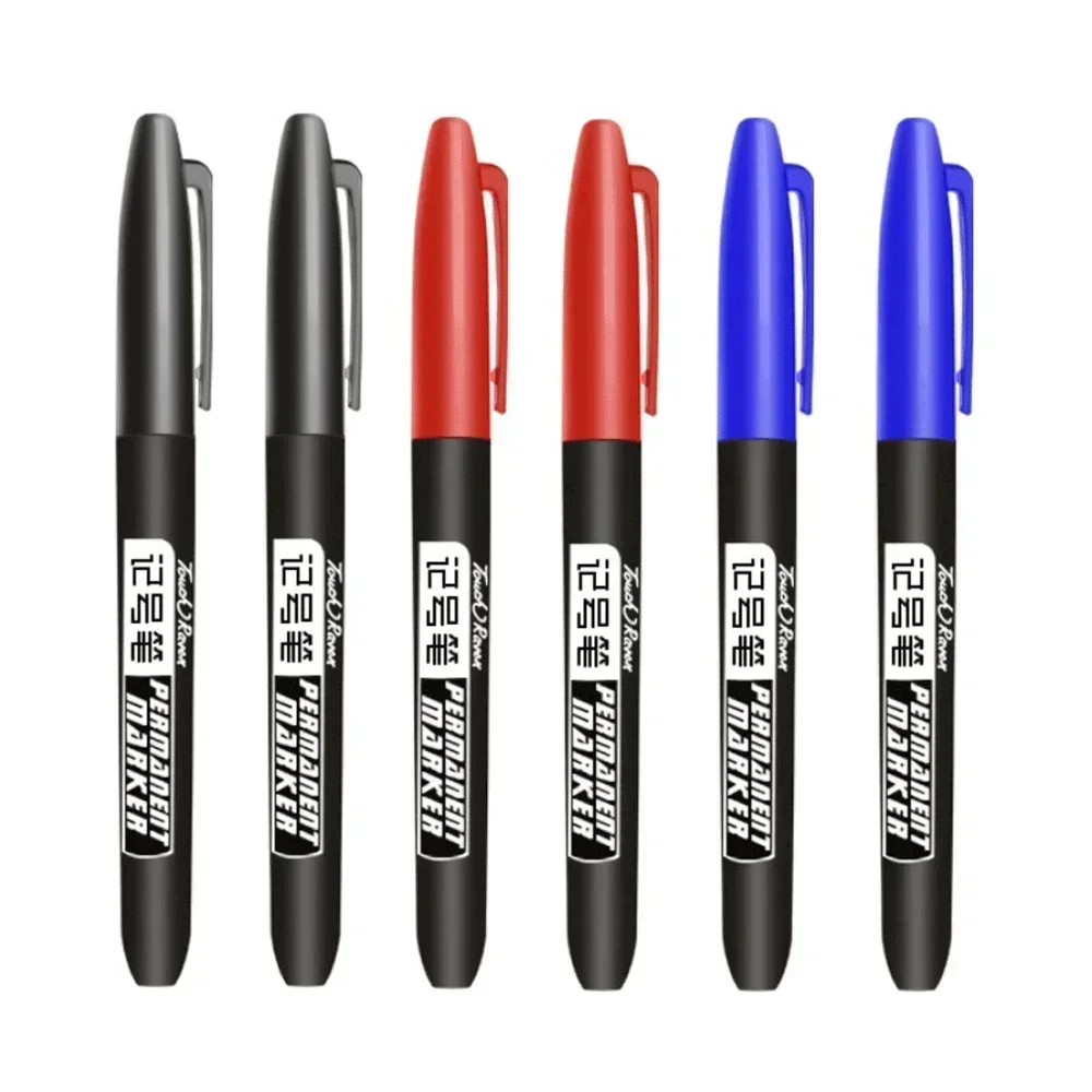 Multi-Pack Permanent Marker Set - Fine and Thick Nibs, Waterproof Ink - Black, Blue, Red