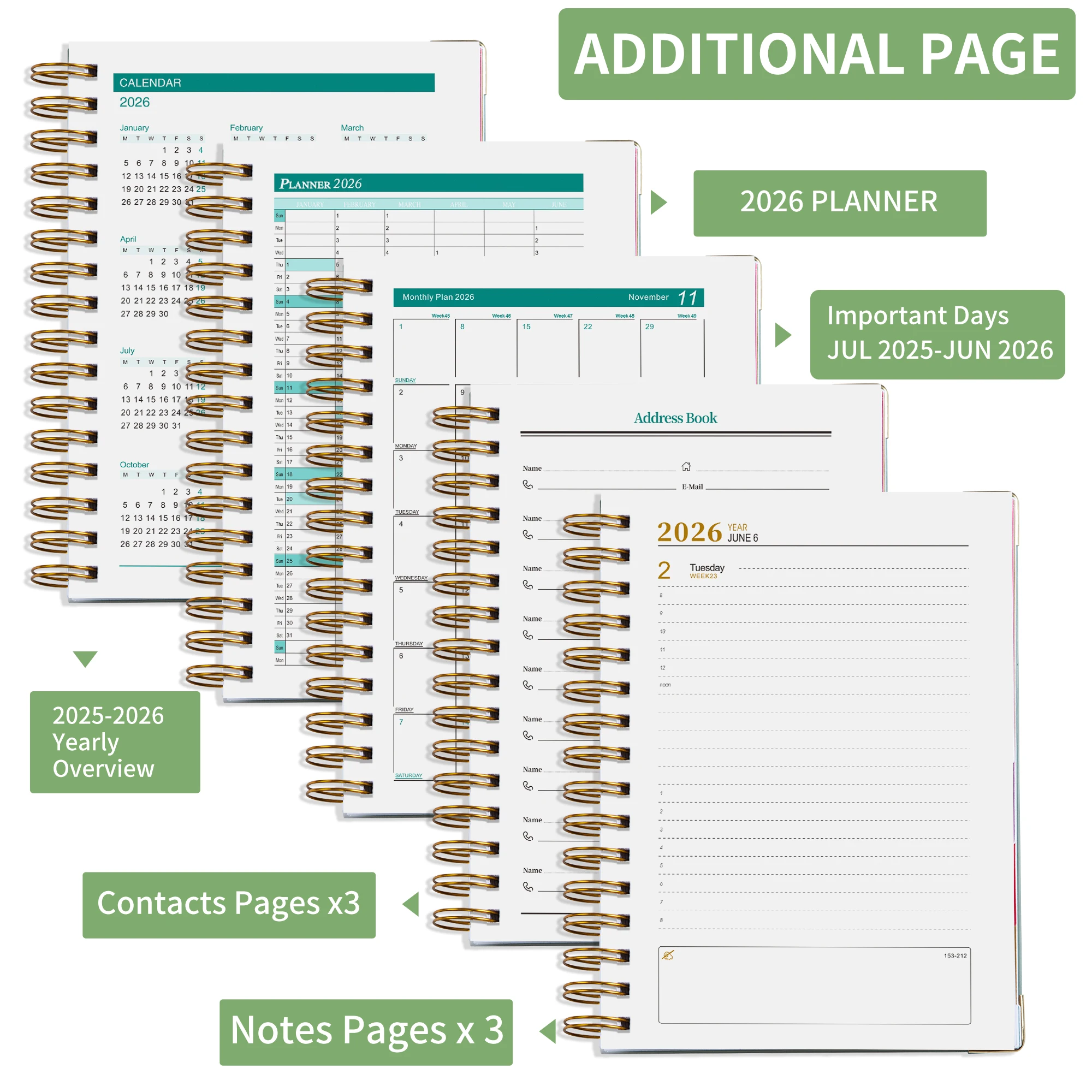 Enhanced Productivity Planner: 320-Page Spiral Bound Agenda with Complimentary Stickers