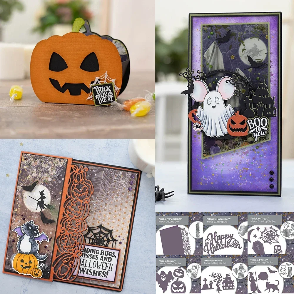 Mmao Craft Metall-Stanzformen, geschnittene Matrizenform, Halloween-Serie, Scrapbook-Papier, Basteln, Messerform, Klingenstanzer, Schablonen