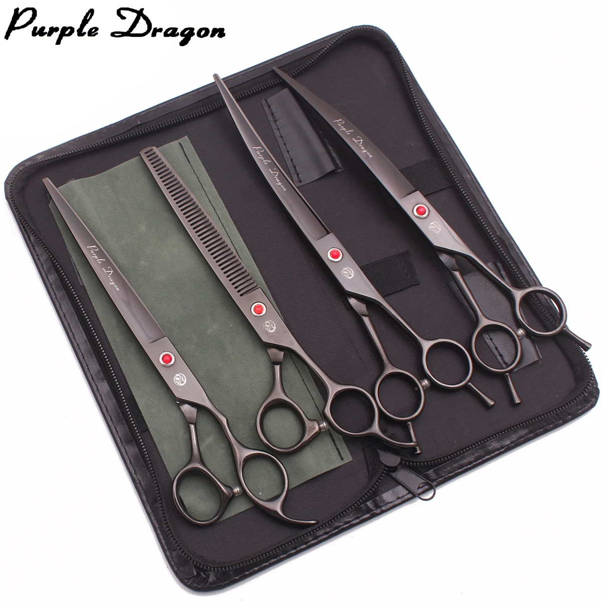 Purple Dragon Dog Grooming Scissors Japan 440C Straight Scissors Thinning Shears Curved Shears Pet Z3005