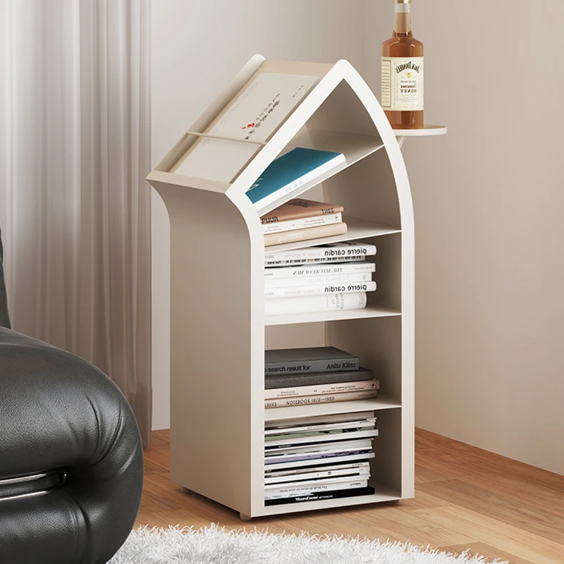 Modern Minimalist Bookshelf Floor Standing Storage Narrow Cabinet Living Room Magazine Display Wall-Mounted Small Bookcase FYMR
