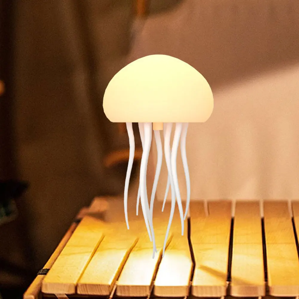 RGB Gradient Jellyfish Atmosphere Bedside Lamp Rechargeable Desk Lamp with Dancing Legs and Touch Sensor Voice Control 4