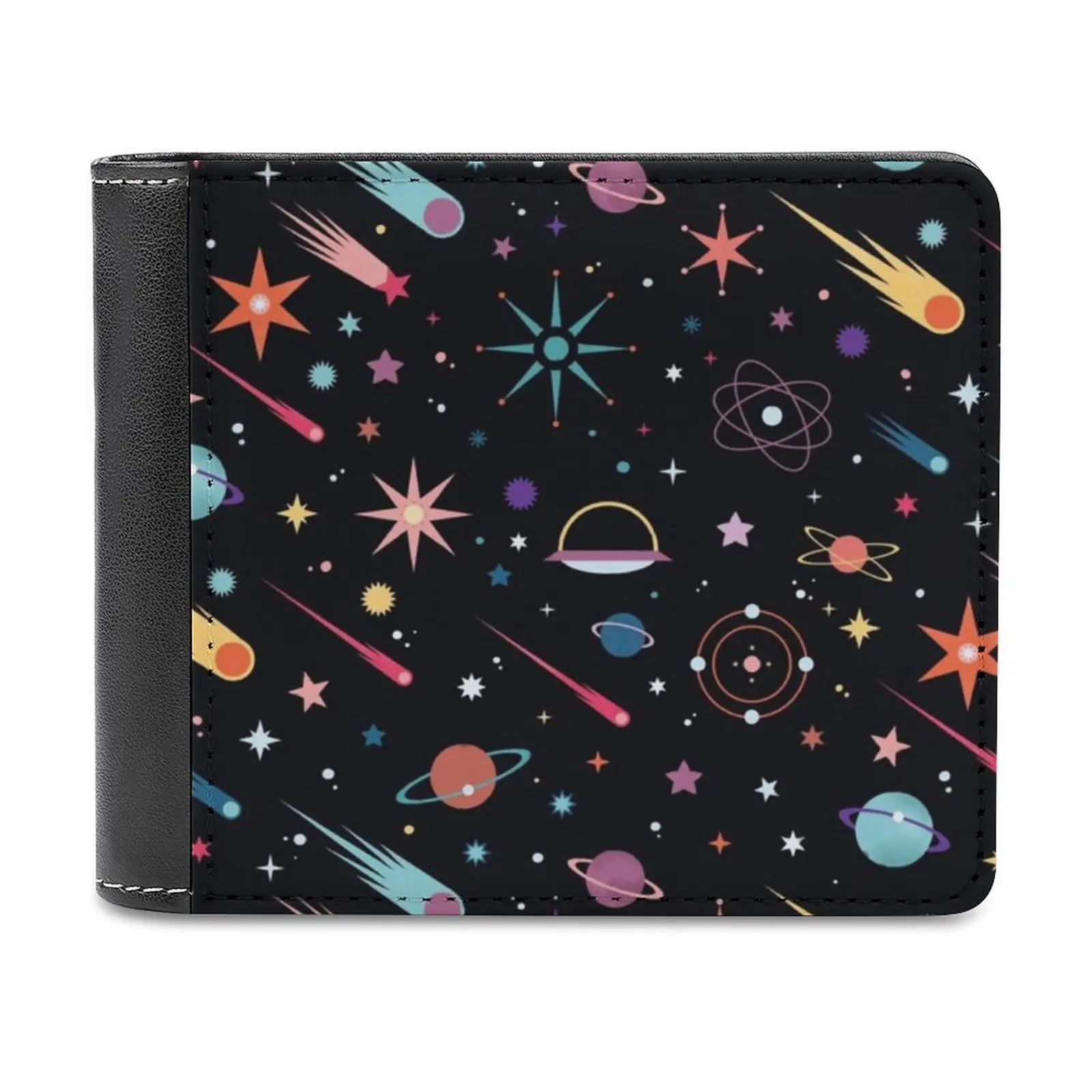 

Fly Through Space Men Wallet Pu Leather Short Male Purses Credit Card Wallet For Men Money Bag Space Universe Cosmic Galaxy