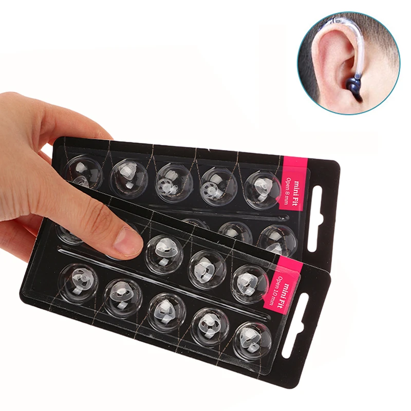 10 Pack Soft Silicone Replacement Hearing Aid Ear Tips / Ear Domes - Universal White