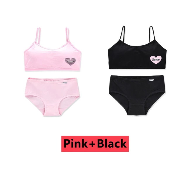 2Sets/Lot Young Girls Bra Panties Sets Wireless Training Teenage Lingerie  Kids Sport 8-14Years - AliExpress