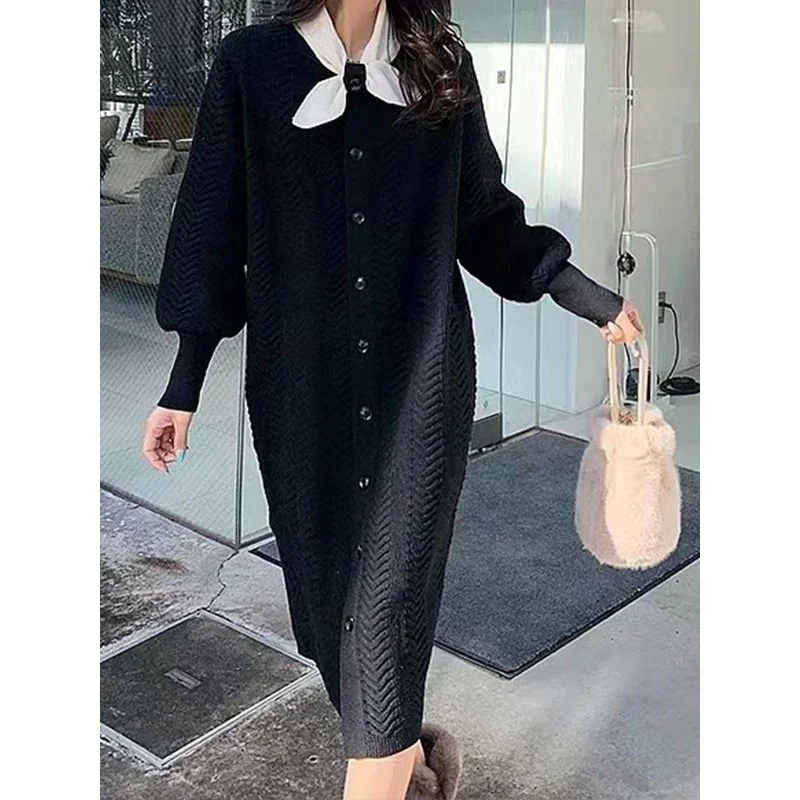 

French Style Gentle Mid-Length Knitted Base Skirt Sweater New Large Size Loose Pregnant Women Can Wear