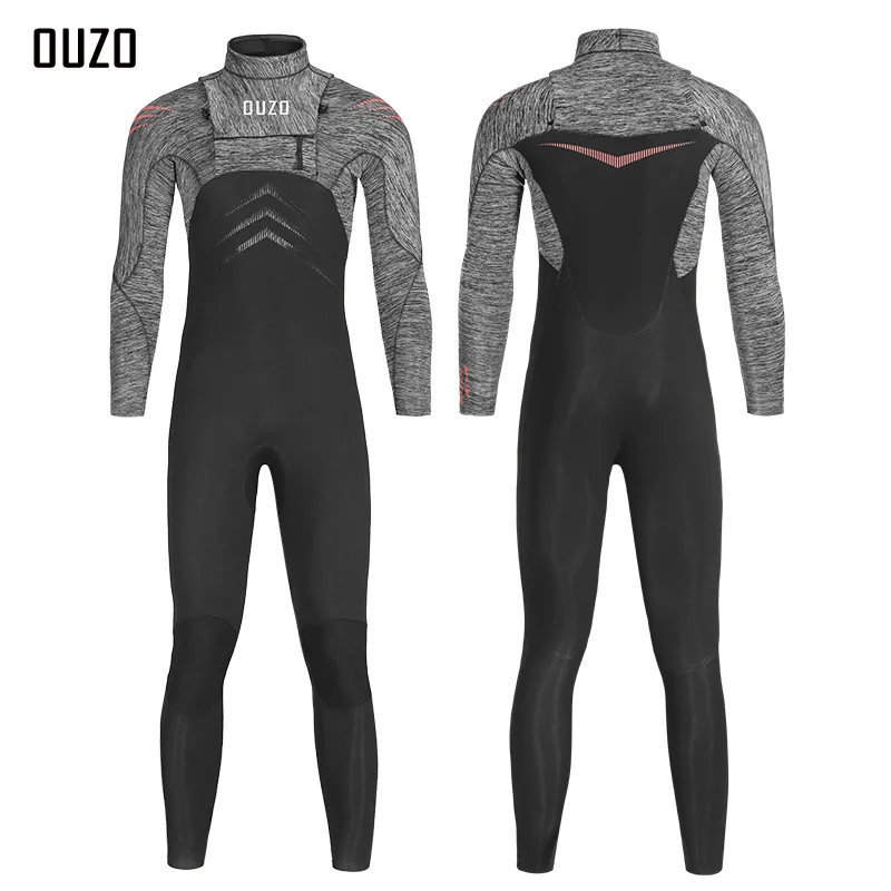 Men's 5/3mm Torso 5mm & Limbs 3mm Neoprene Wetsuit Long Sleeve Snorkeling Surfing Suit