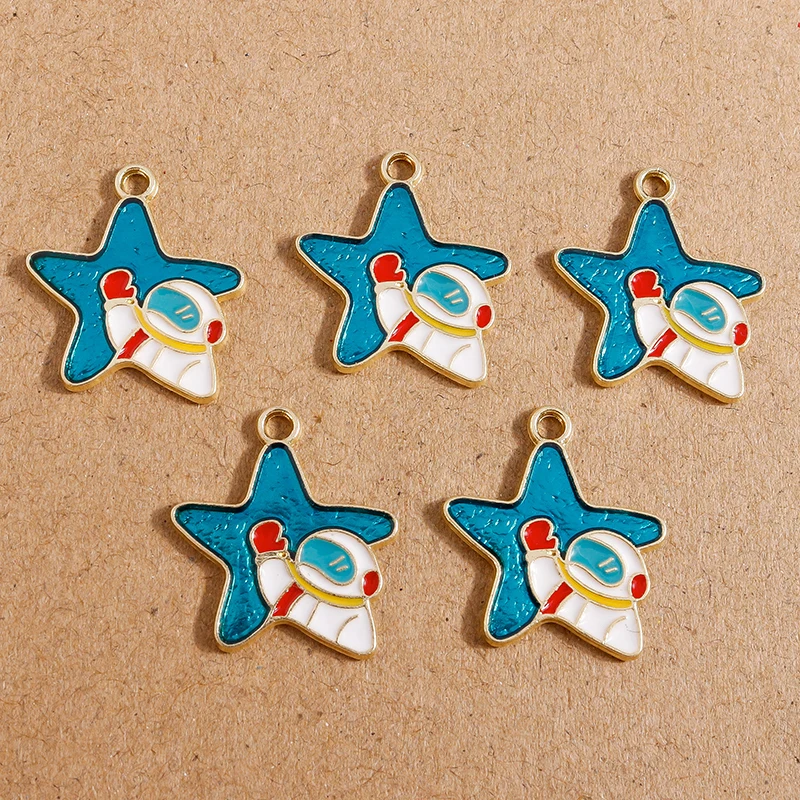 

10pcs/lot Enamel Astronaut Star Charms for Jewelry Making Handmade Earrings Necklaces Bracelets Pendants DIY Gifts Accessories