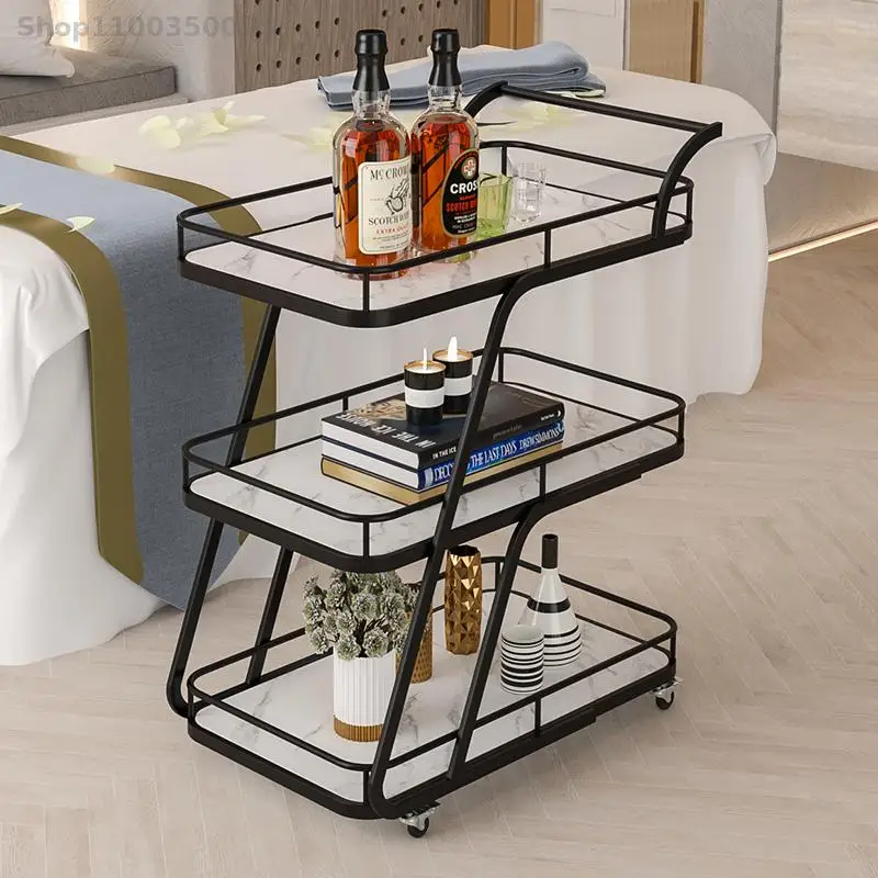Nordic hotel wine and tea cart trolley commercial restaurant mobile food delivery car mute household trolley rack